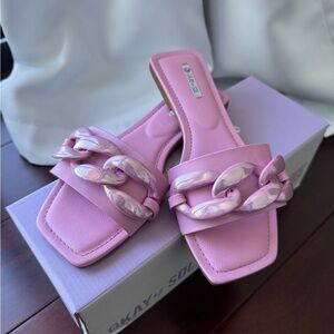 Leather & Chain Slides Sandals